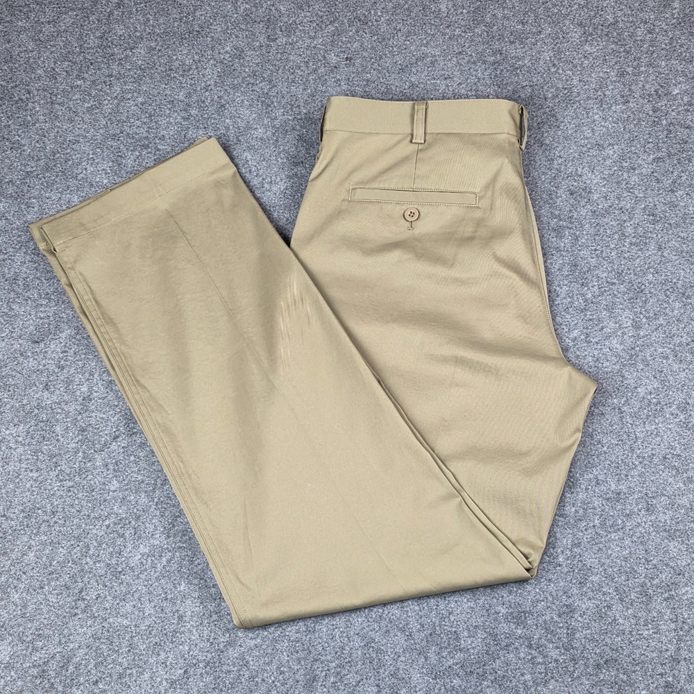 Nike Tech Golf Pants Men's 34x32 Beige Dri-Fit Flat Front Pockets Trousers